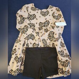 Flapdoodles Leopard Print Dress with Black Shorts